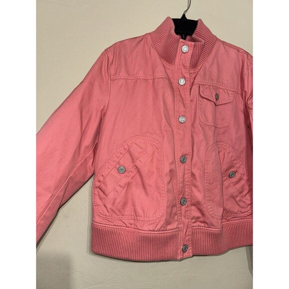 GAP Pink Bomber Stadium Snap Front Women's Jacket‎ Size XL Snaps & Pockets - Picture 2 of 11